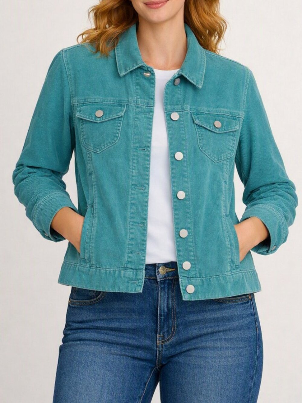 GAP Y2K Teal Corduroy Stretch Jacket — L/G 💙